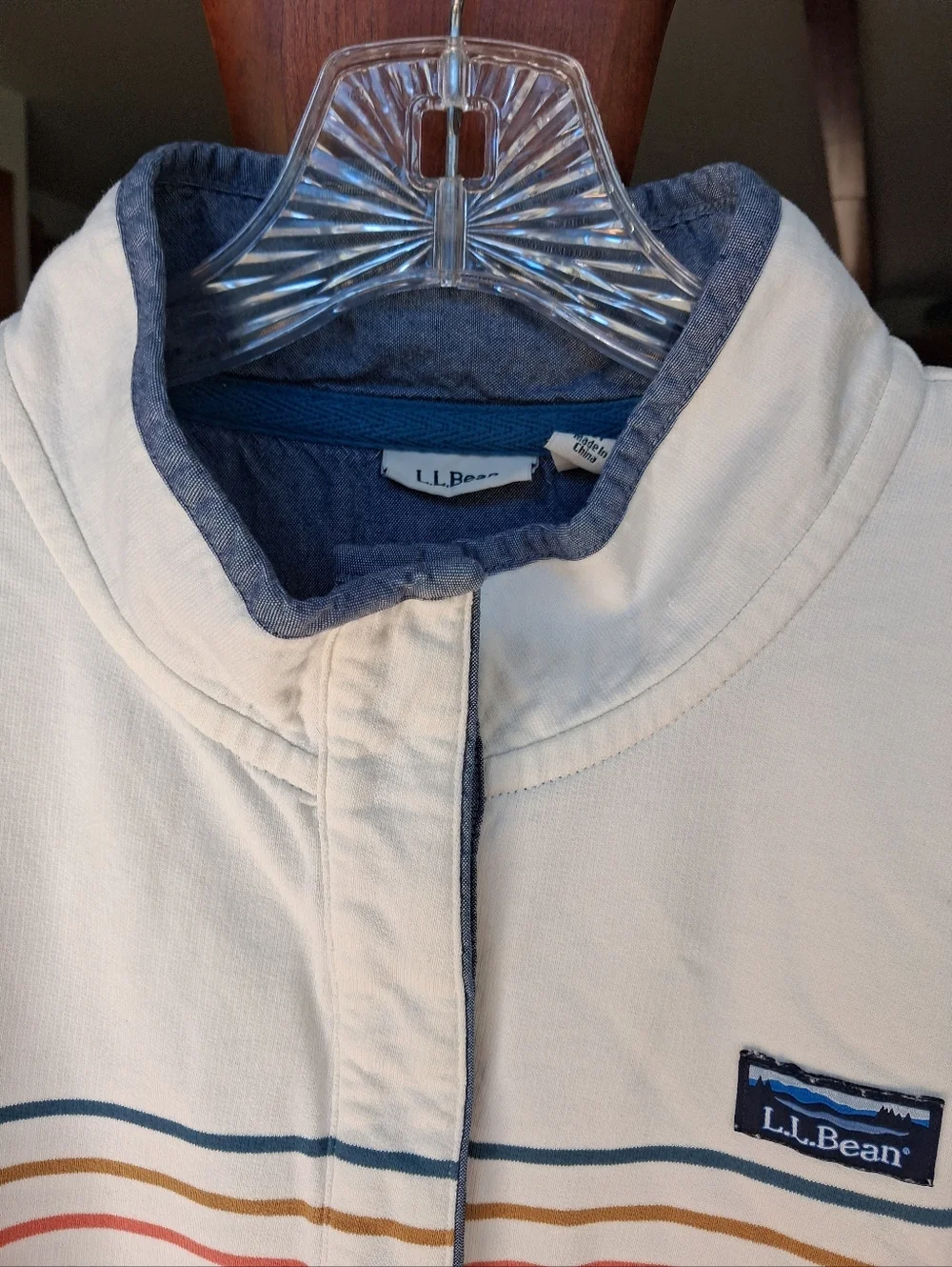 L.L. Bean Rugby Striped Jersey Large Petite EUC - Picture 5 of 9